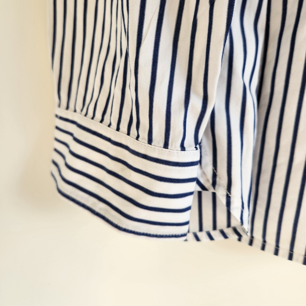 Lauren Ralph Lauren Blue White Striped Button Down Shirt Womens 3X Cotton - Picture 7 of 12